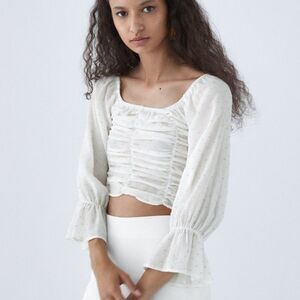 Zara | Crop top with Dotted Mesh